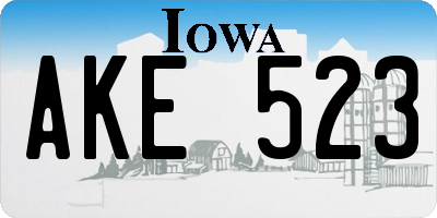 IA license plate AKE523