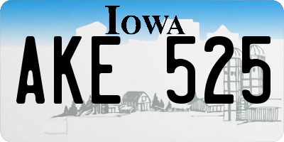 IA license plate AKE525