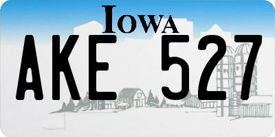 IA license plate AKE527