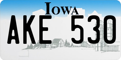 IA license plate AKE530