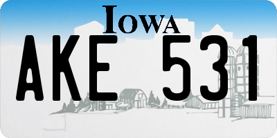 IA license plate AKE531