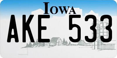 IA license plate AKE533