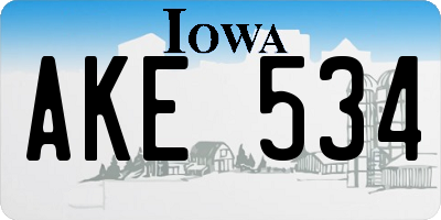 IA license plate AKE534