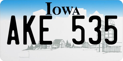 IA license plate AKE535