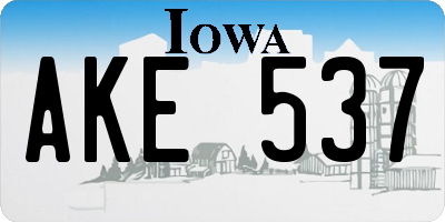 IA license plate AKE537