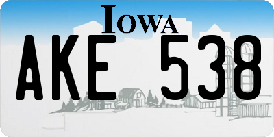 IA license plate AKE538