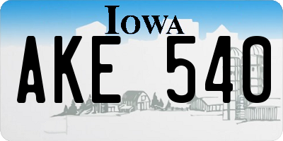 IA license plate AKE540