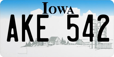 IA license plate AKE542