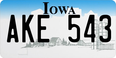 IA license plate AKE543