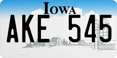 IA license plate AKE545