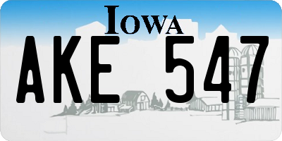 IA license plate AKE547