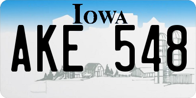 IA license plate AKE548