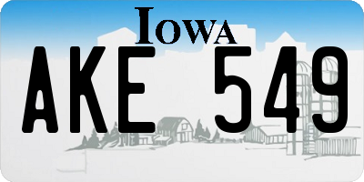 IA license plate AKE549