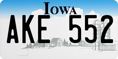 IA license plate AKE552