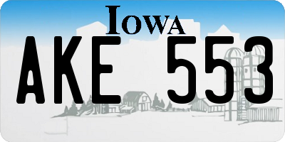 IA license plate AKE553