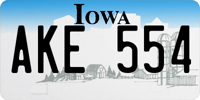 IA license plate AKE554
