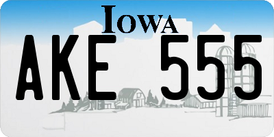 IA license plate AKE555