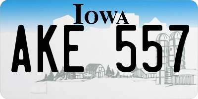 IA license plate AKE557