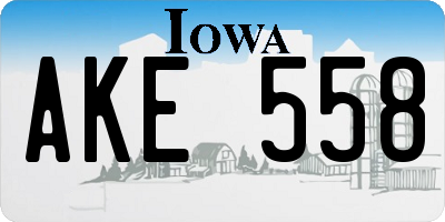 IA license plate AKE558
