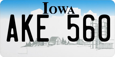 IA license plate AKE560