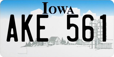 IA license plate AKE561