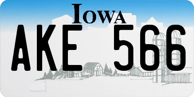 IA license plate AKE566