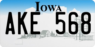 IA license plate AKE568