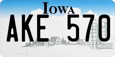 IA license plate AKE570