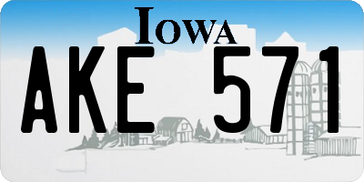 IA license plate AKE571