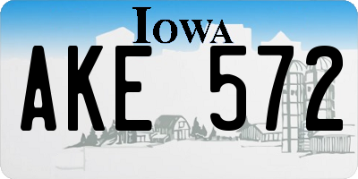 IA license plate AKE572