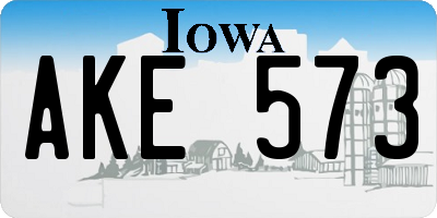 IA license plate AKE573