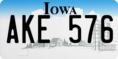 IA license plate AKE576