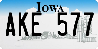 IA license plate AKE577
