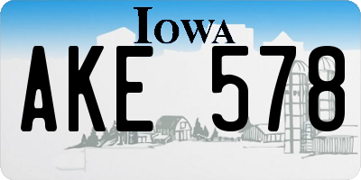 IA license plate AKE578