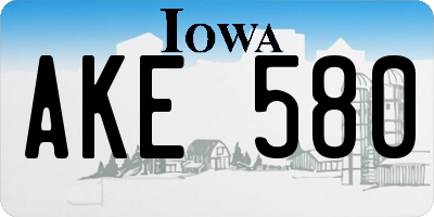 IA license plate AKE580