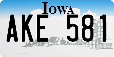 IA license plate AKE581