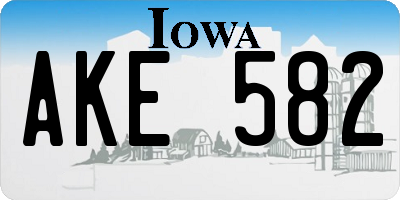 IA license plate AKE582