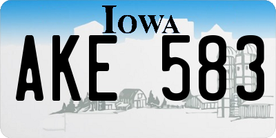 IA license plate AKE583