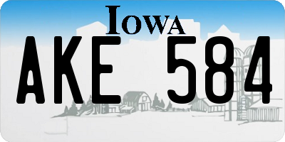 IA license plate AKE584