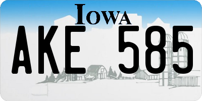 IA license plate AKE585