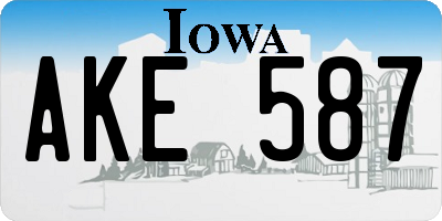 IA license plate AKE587