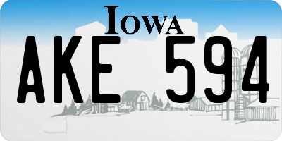 IA license plate AKE594