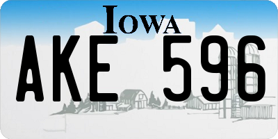 IA license plate AKE596