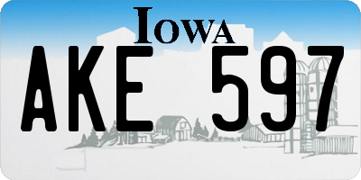 IA license plate AKE597