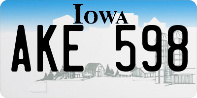 IA license plate AKE598