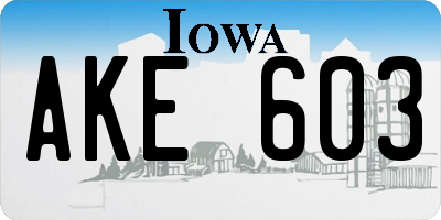 IA license plate AKE603