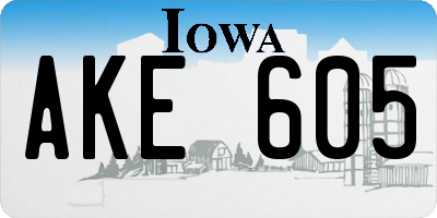 IA license plate AKE605