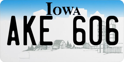 IA license plate AKE606