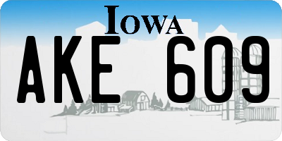 IA license plate AKE609