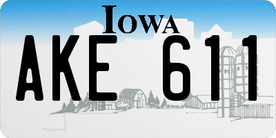 IA license plate AKE611